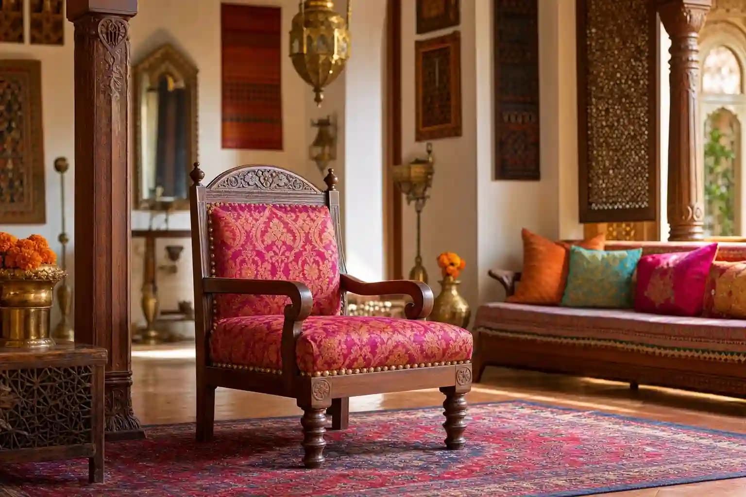 A Vibrant Traditional Accent Chair Crafted with Timeless Character